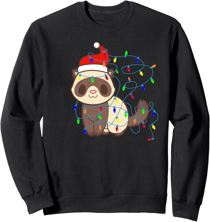 Süsses Frettchen Weihnachtslichter Weihnachtsmann Santa Claus Sweatshirt