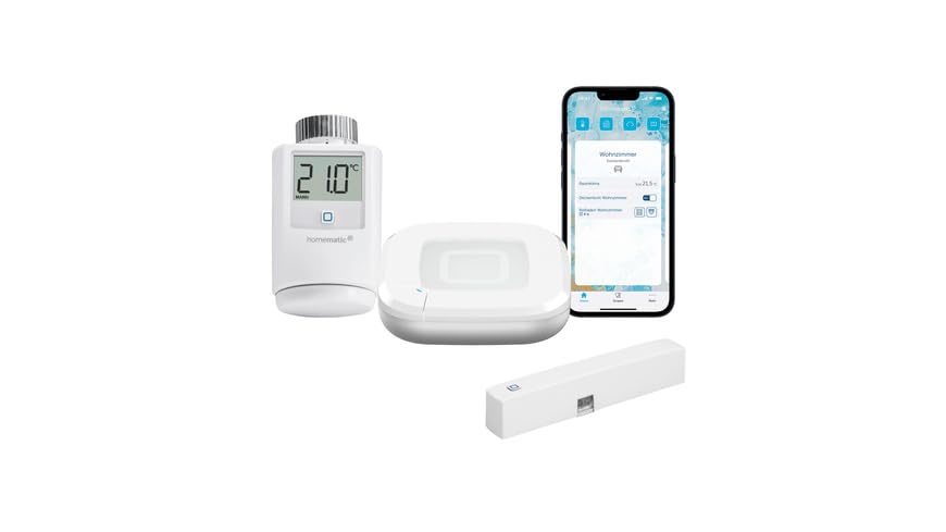 Homematic IP Smart Home Set Raumklima mit Access Point 2, Heizkörperthermostat und Fenster- und Türk