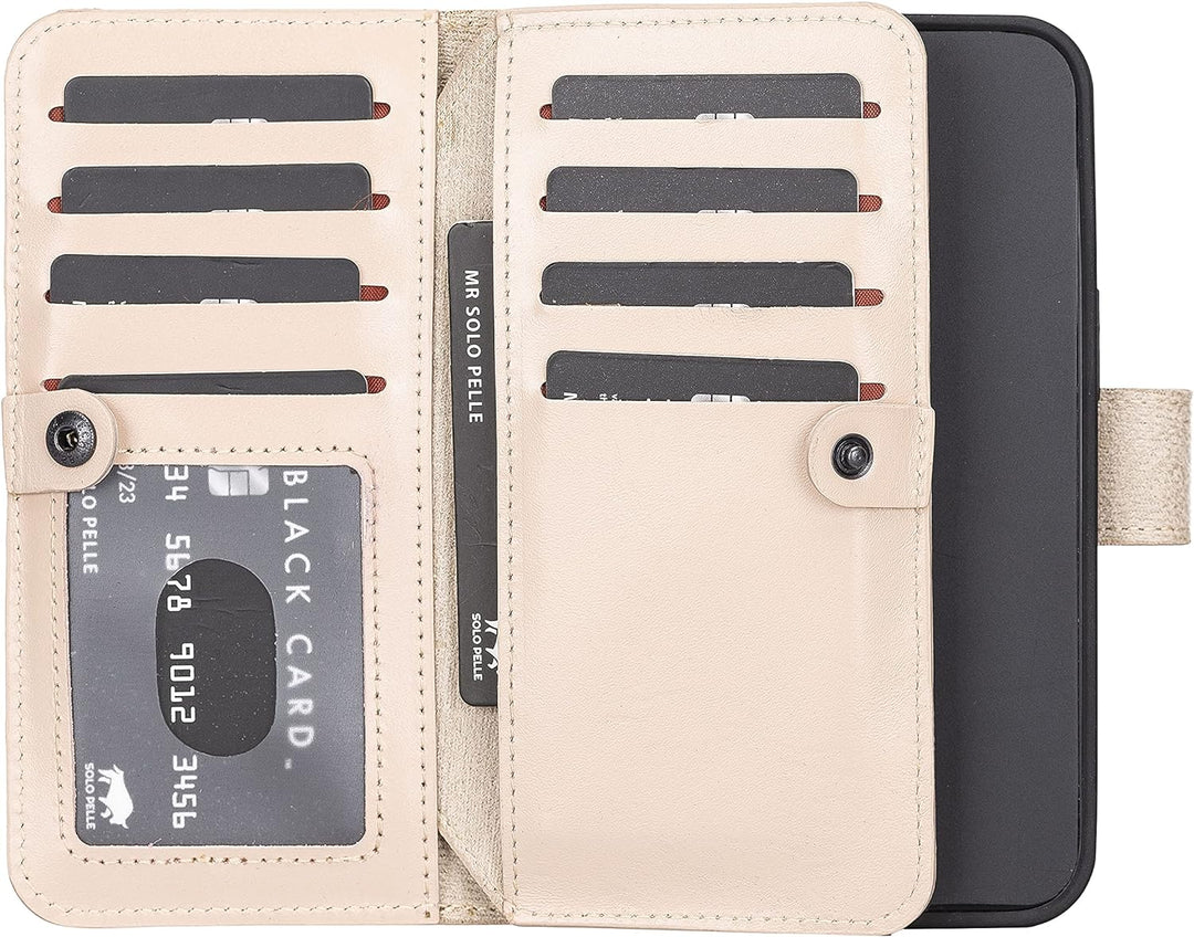 Solo Pelle Lederhülle kompatibel für iPhone 13 in 6.1 Zoll abnehmbare Hülle (2in1) Harvard Double in