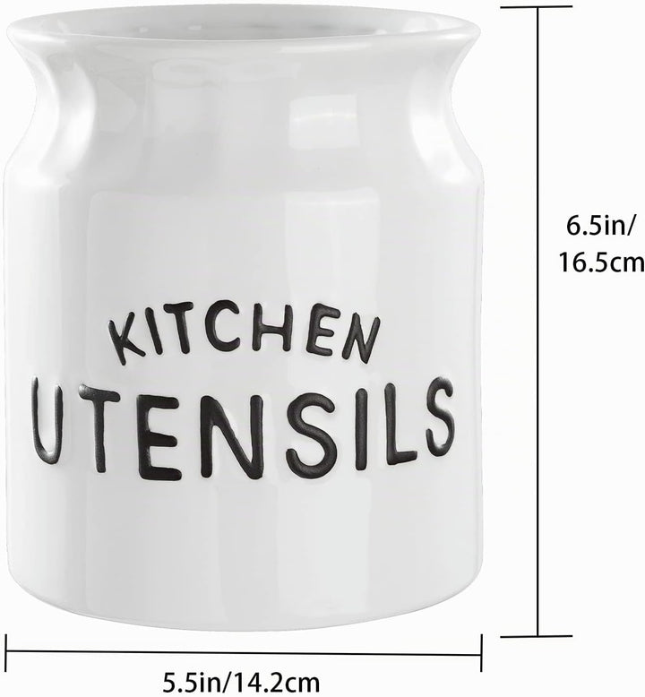 Karisky Kitchen Utensil Holder for Countertop, Solid Ceramic Cooking Utensil Crock Holder for Kitche