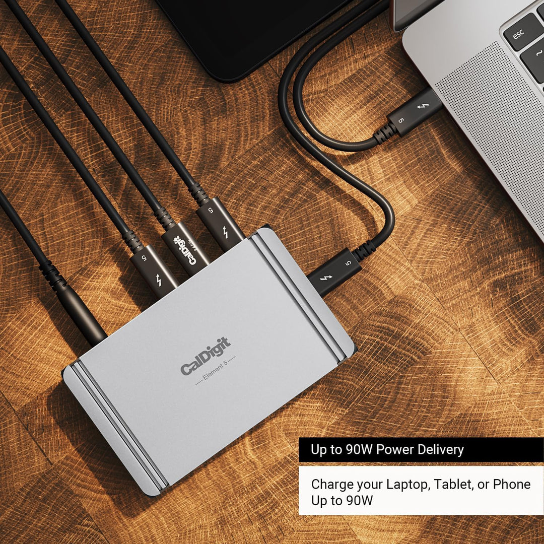 CalDigit E5 – Thunderbolt 5 Element 5 Hub – 9-Port, 4 x Thunderbolt 5/USB4 v2 Ports, 3 x USB-A &amp; 2 x