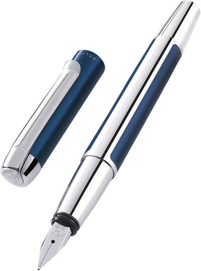 Pelikan 954917 Füllhalter Pura P40, B, blau-silber Blue-Silver 1 Stück (1er Pack) B-Feder, Blue-Silv