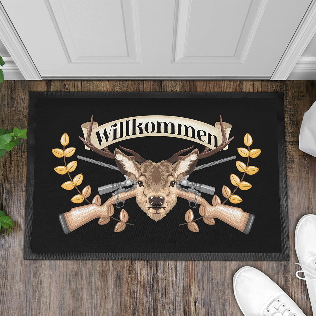 Trendation - Willkommen Fussmatte Grafik Schmutzfangmatte Geschenk Aussen Innenbereich 60x40 cm Wasc