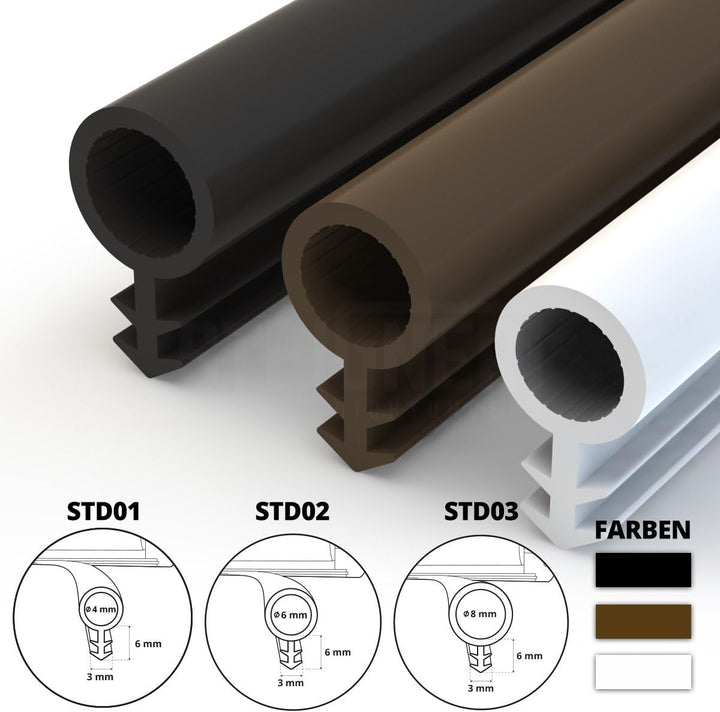 STEIGNER Türdichtung SCHLAUCHDICHTUNG Türgummi 15m 8mm STD03 BRAUN - Gummidichtung Profildichtung Un
