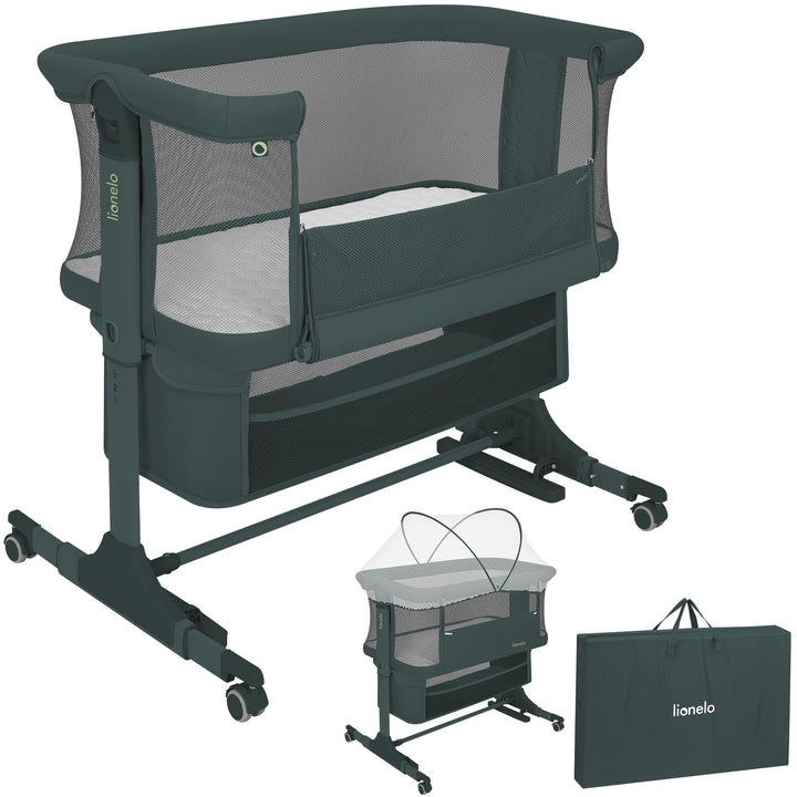 Lionelo Jodie Beistellbett 3in1, 6-Fach höhenverstellbar mit Neigungsverstellung für Boxspringbett,