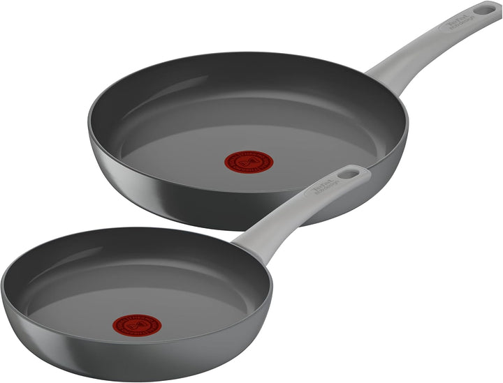 Tefal Renew On Bratpfannen 2 Stück, Grau, 24/28 cm, Keramik-Antihaftbeschichtung, Induktion, Thermo-