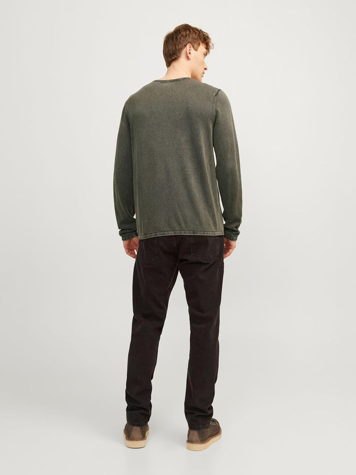 JACK & JONES Male Strickpullover mit Rundhals Einfarbig Strickpullover mit Rundhals XL Dusty Olive,
