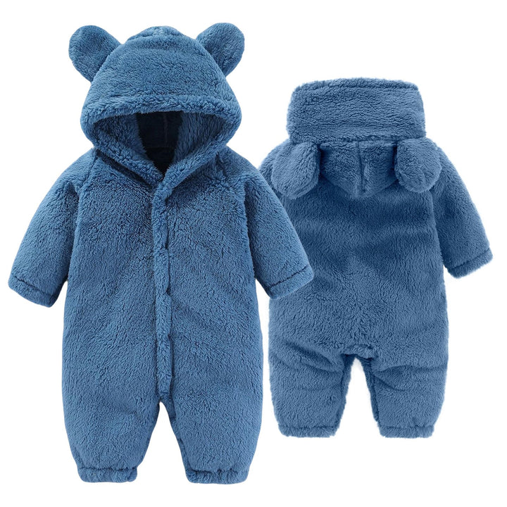 Neugeborenes Baby Bär Schneeanzug Kleinkind Fleece Strampler Baby mit Kapuze Jumpsuit Winter Warm Ou