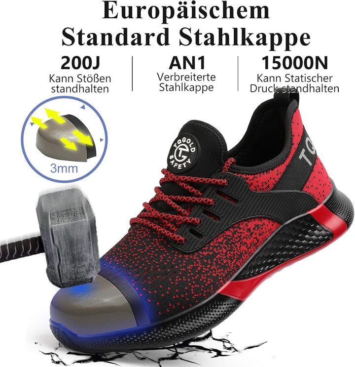 Sicherheitsschuhe Herren Damen Leicht Arbeitsschuhe Stahlkappe Sportlich Schutzschuhe Atmungsaktiv r