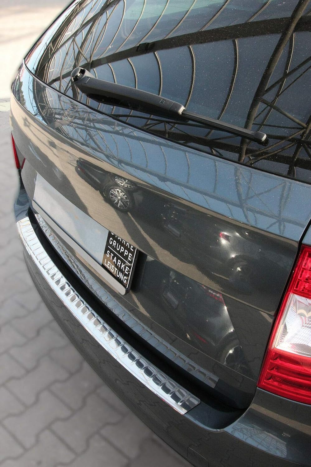 RECAMBO Ladekantenschutz Edelstahl kompatibel für Skoda SUPERB II Kombi, 2010-2015 - Hochglanz polie