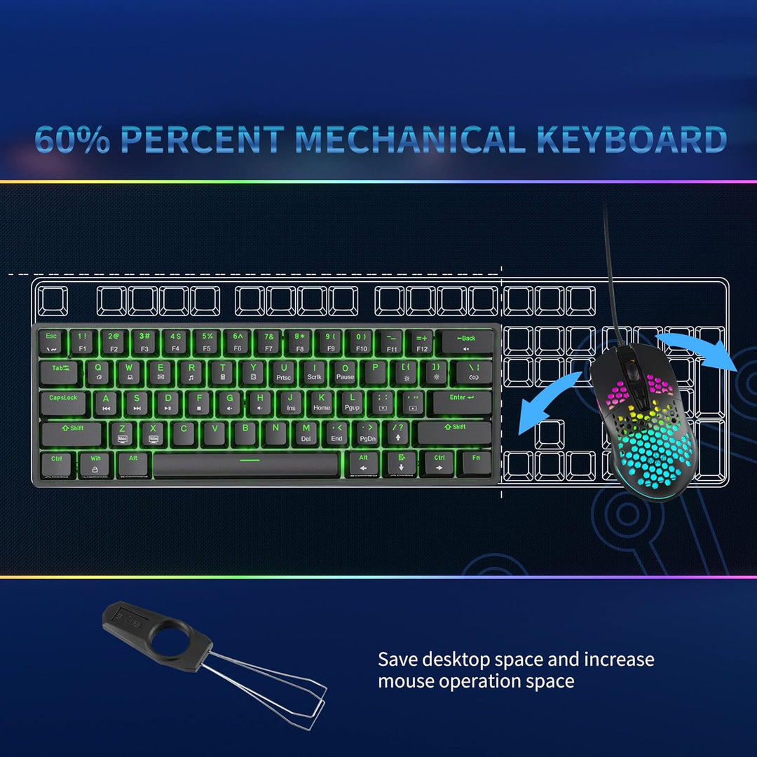 Dierya DK61se Gaming Tastatur,60% Prozent Mechanische Tastatur mit Blue Clicky Switch,Ultra-Compact