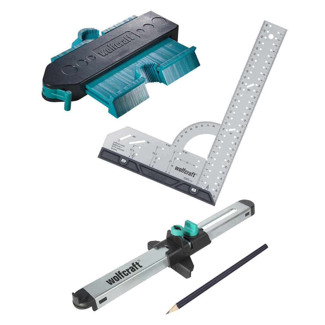 wolfcraft I Geling Set Laminat- und Designboden einpassen I 6976000 I Komplettset aus Universalwinke