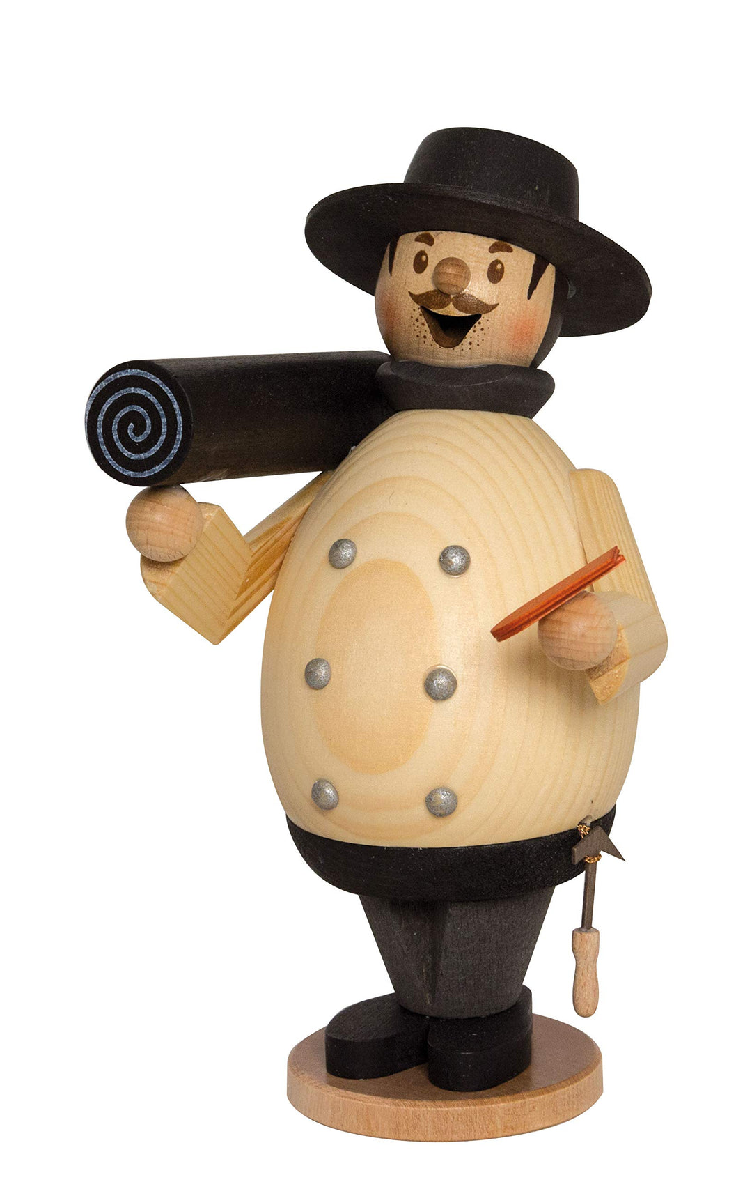 Drechslerei Kuhnert - Rauchmann/Räucherfigur aus Holz - Max als Dachdecker - 16cm Höhe - Made in Ger