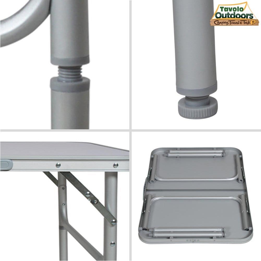 BAKAJI Camping- und Picknick-Tisch aus Aluminium, zusammenklappbar, für Strand oder Garten (90 x 60