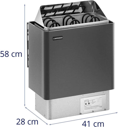 Uniprodo UNI_SAUNA_G4.5KW Saunaofen 4,5 kW 30 bis 110 °C Überhitzungsschutz Thermostat