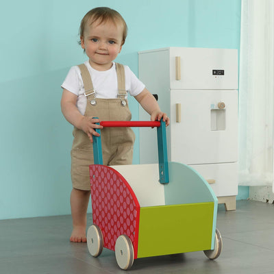 labebe - Lauflernwagen Holz Mädchen, Gehhilfe Baby Lauflernhilfe, Laufwagen Holz für Babys, Holz Pla