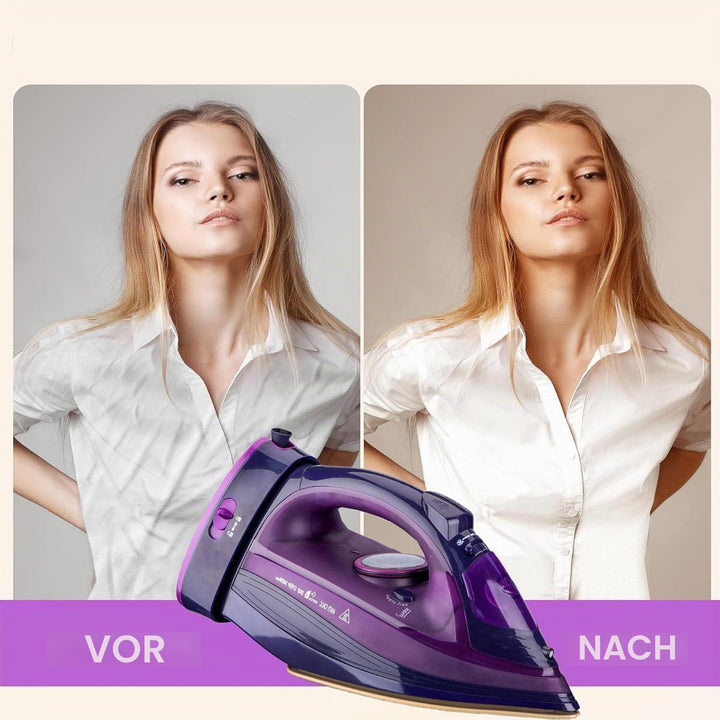 Bügeleisen, 2400W Dampfbügeleisen Kabelloses Dampf Bügeleisen mit Keramiksohle Dampfbügeleisen mit V