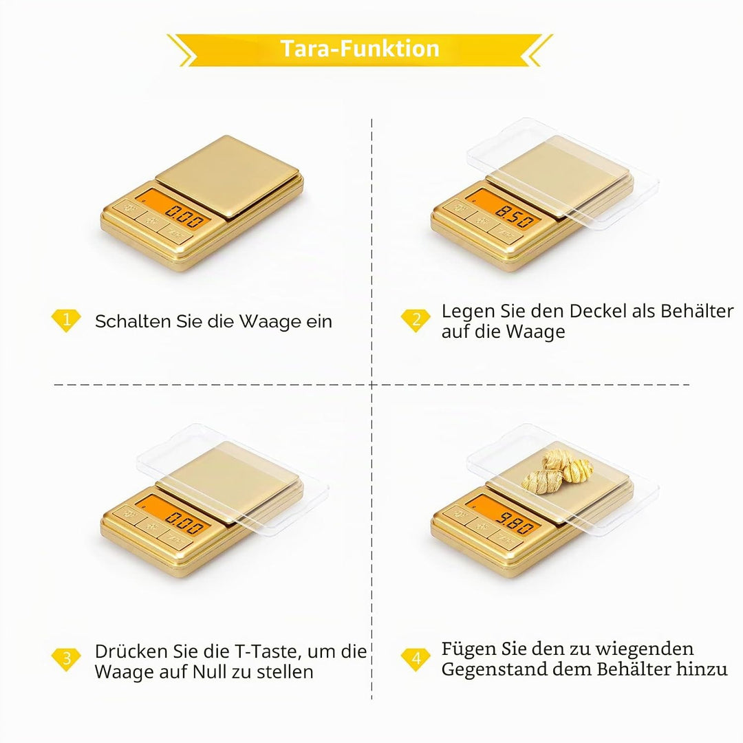 UNIWEIGH Mini-Taschenwaage, 100 g/0,01 g, digitale Gramwaage mit Abdeckung, kleine Reise-Unzen-Waage