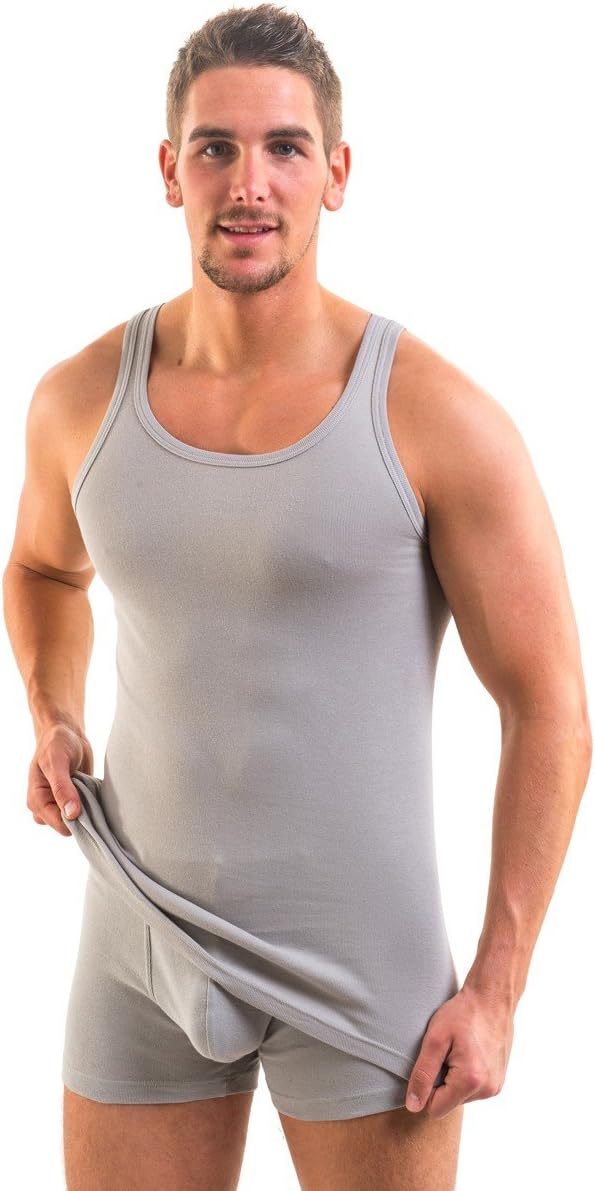 HERMKO 3000 4er Pack Herren Tank Top (Weitere Farben) Bio-Baumwolle S Grau, S Grau