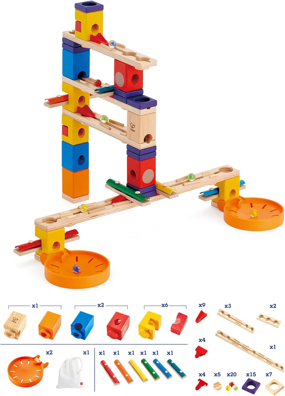 Hape Quadrilla Music Motion, Murmelbahn Set aus Holz, ab 4 Jahre