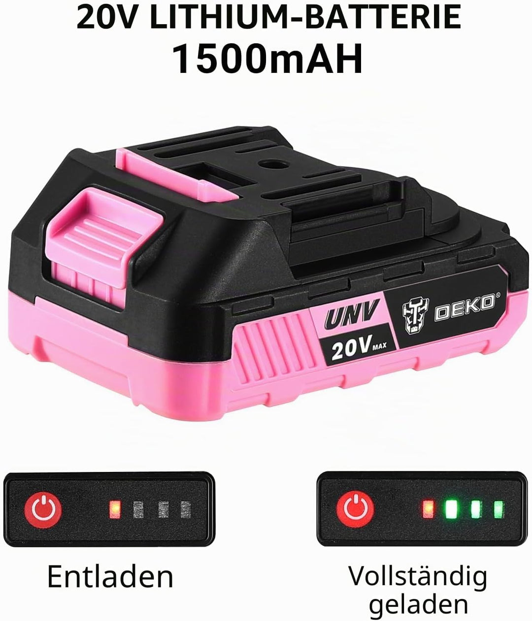 20 V Akkuschrauber für Damen:DEKOPRO 40 N.m Akku Schrauber mit Akku und Ladegerät，30 pcs Zubehör Boh