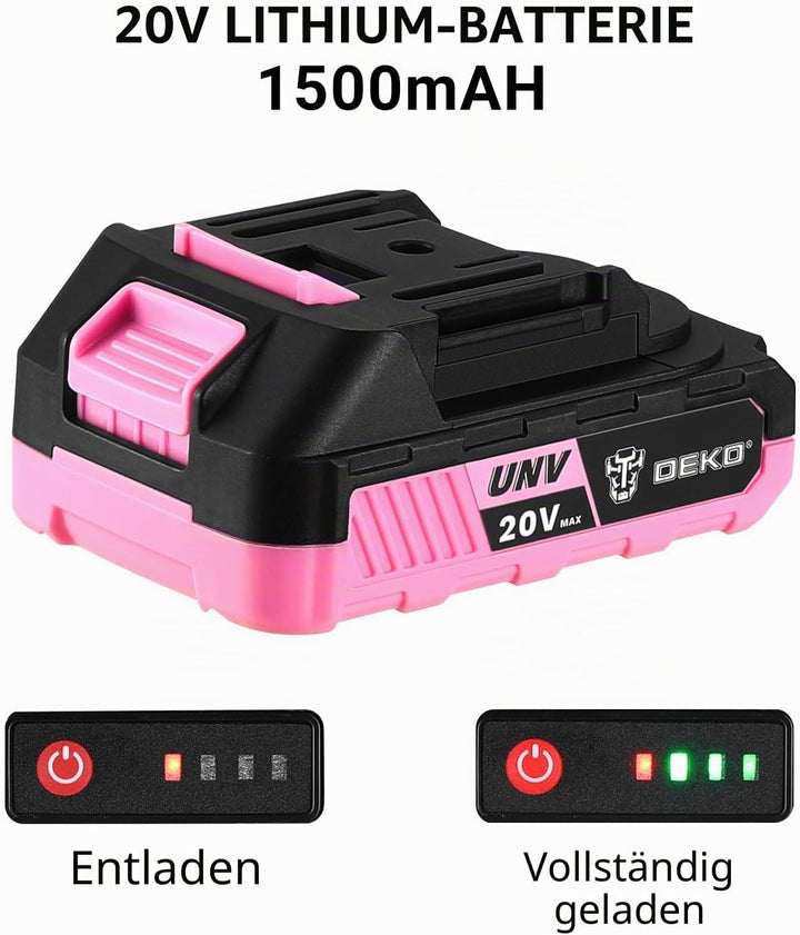 20 V Akkuschrauber für Damen:DEKOPRO 40 N.m Akku Schrauber mit Akku und Ladegerät，30 pcs Zubehör Boh