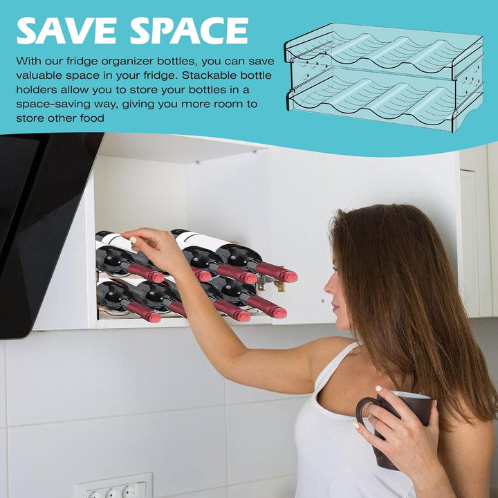Kühlschrank Organizer Flaschen: 8 Flaschen Stapelbarer Flaschenhalter, Weinflaschen Halter, Weinflas