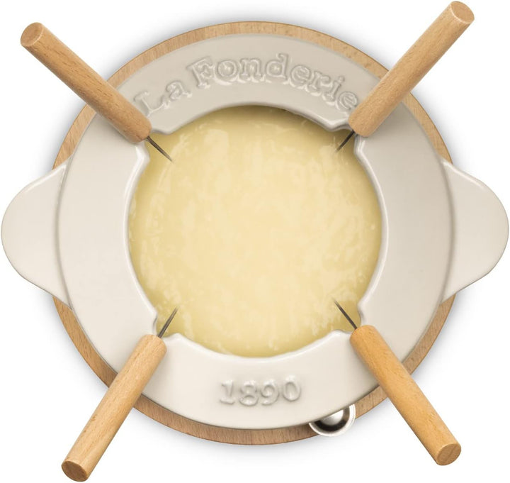 La Fonderie 1890 Fondue-Set aus Gusseisen, Beige, 4 personnes