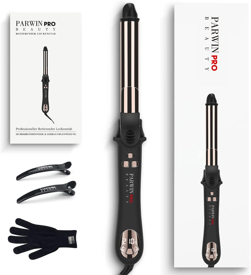 360° Rotierender Lockenstab Automatisch, PARWIN PRO BEAUTY Lockenstab Curling Iron 25mm, Nano-Titan-