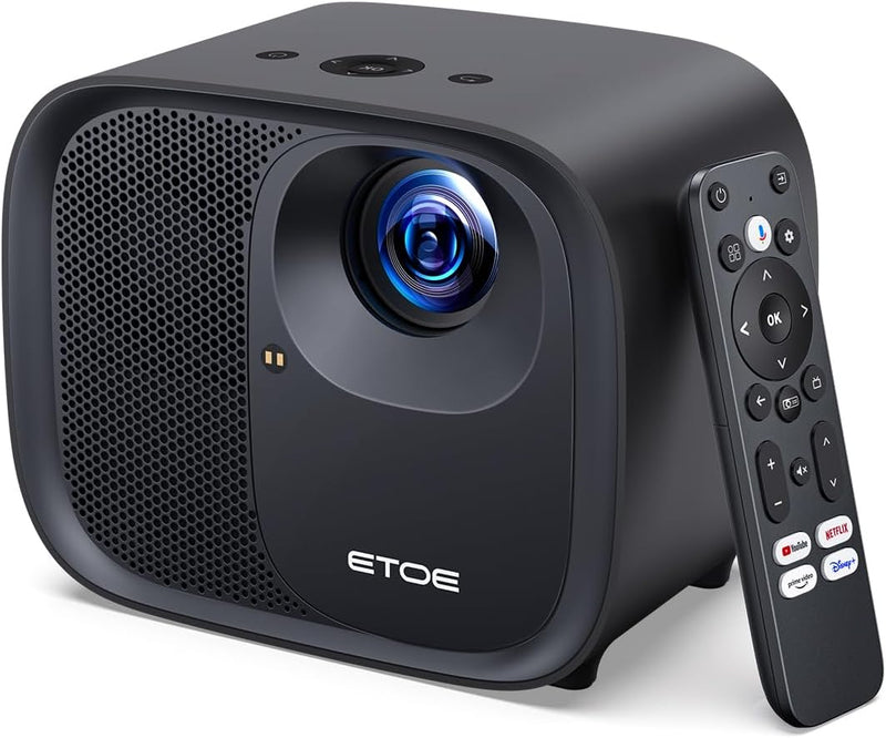 ETOE E3 Pro Beamer 4K Ultra HD mit Autofokus und Auto Trapezkorrektur, 600 ANSI Lumen, 150", Android