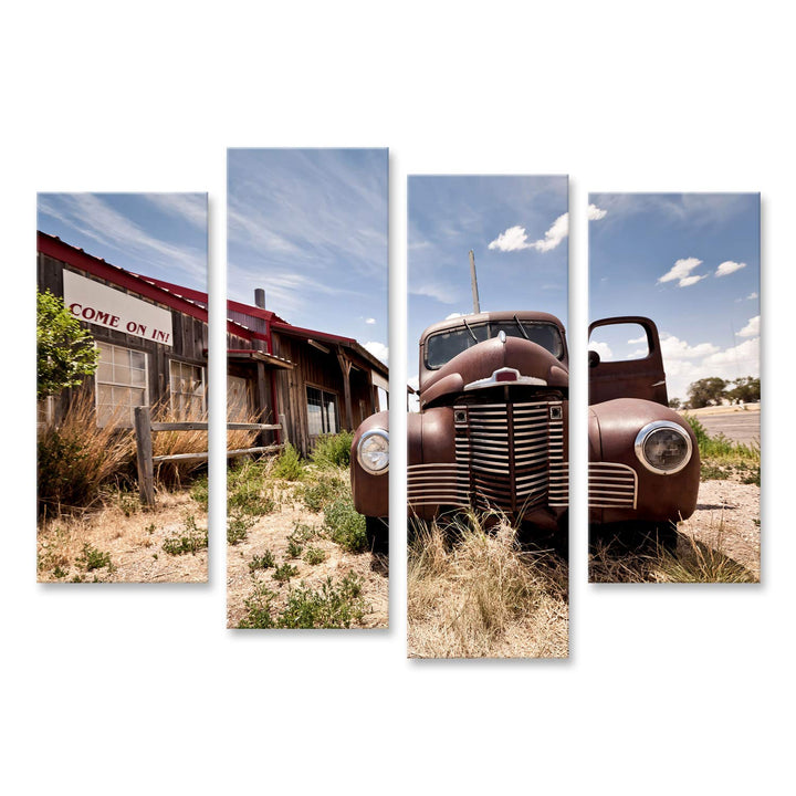 islandburner Bild auf Leinwand Verlassenes Restaraunt Route 66 Bilder Wandbilder Poster Leinwand 130