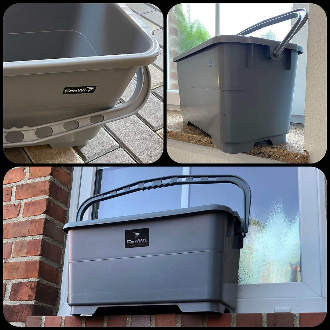 FenWi grosser Profi Wischeimer für die Fensterreinigung - 24 Liter Rechteck-Eimer 50x24cm / Putzeime