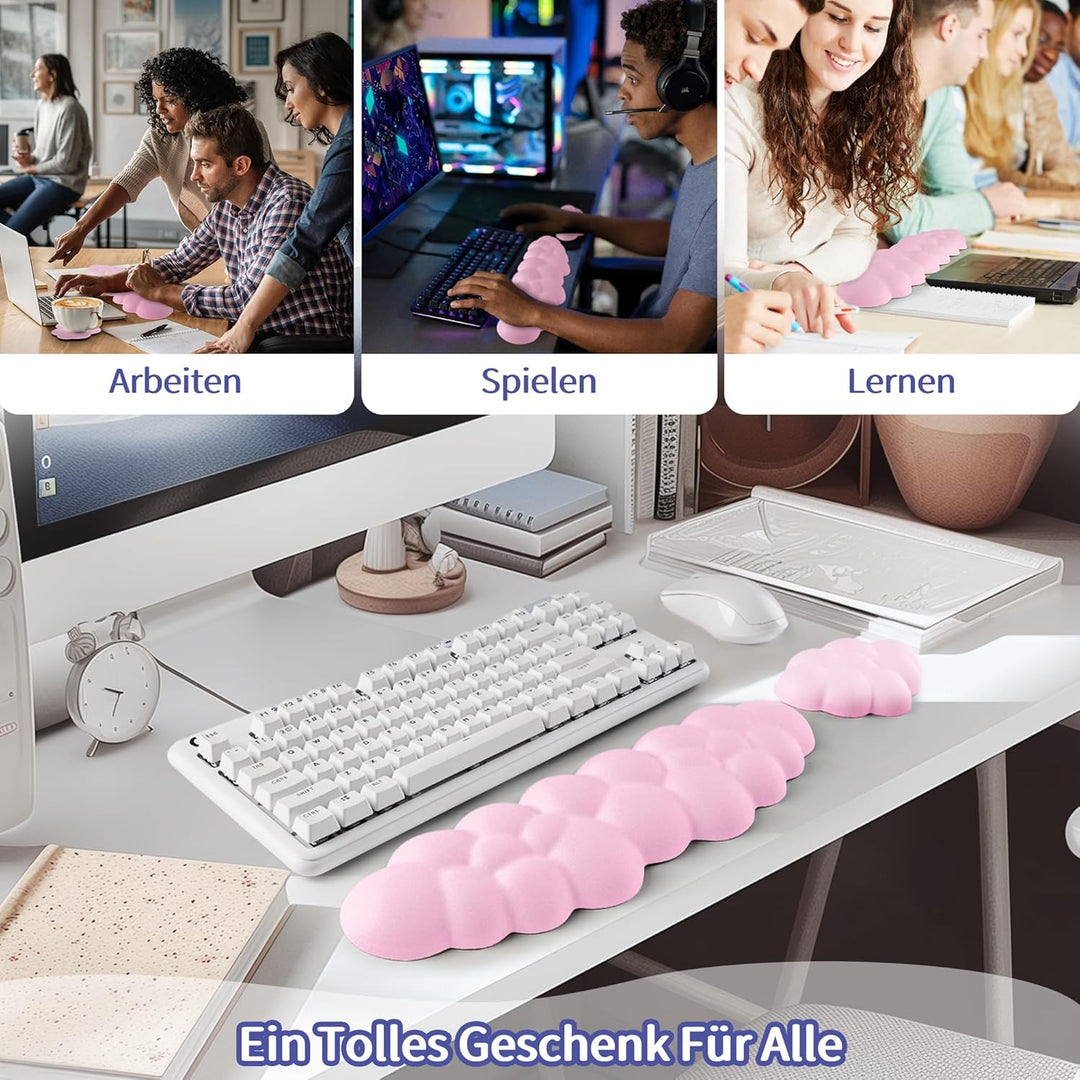 Sushret Wolke Handballenauflage Tastatur, Ergonomisches Wolke Handauflage Tastatur Mit PU Leder Memo