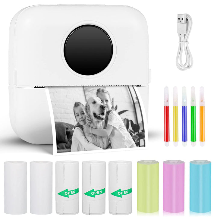 GuKKK Mini Drucker, Mobiler Fotodrucker, Tragbarer Mini Fotodrucker, Wireless Fotodrucker Thermodruc