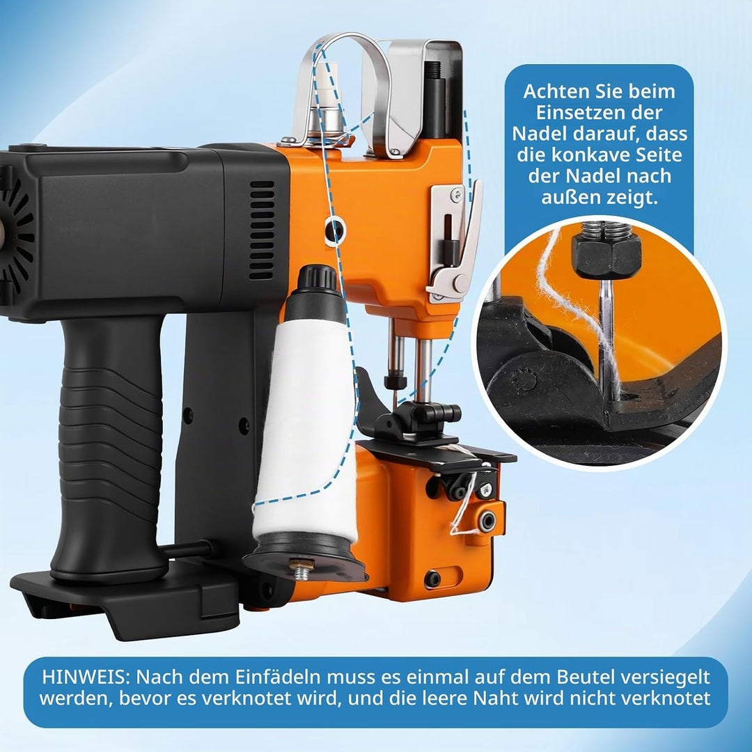 MXBAOHENG Beutelverschliessmaschine (mit 2 Batterien) GK9-890D Sacknähmaschine Tragbar zum Nähen von