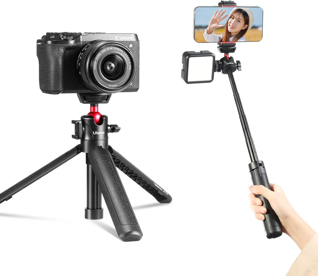 ULANZI MT-16 Stativ & Selfie Stick für Kamera und Smartphone - ausziehbares Tischstativ Halterung mi