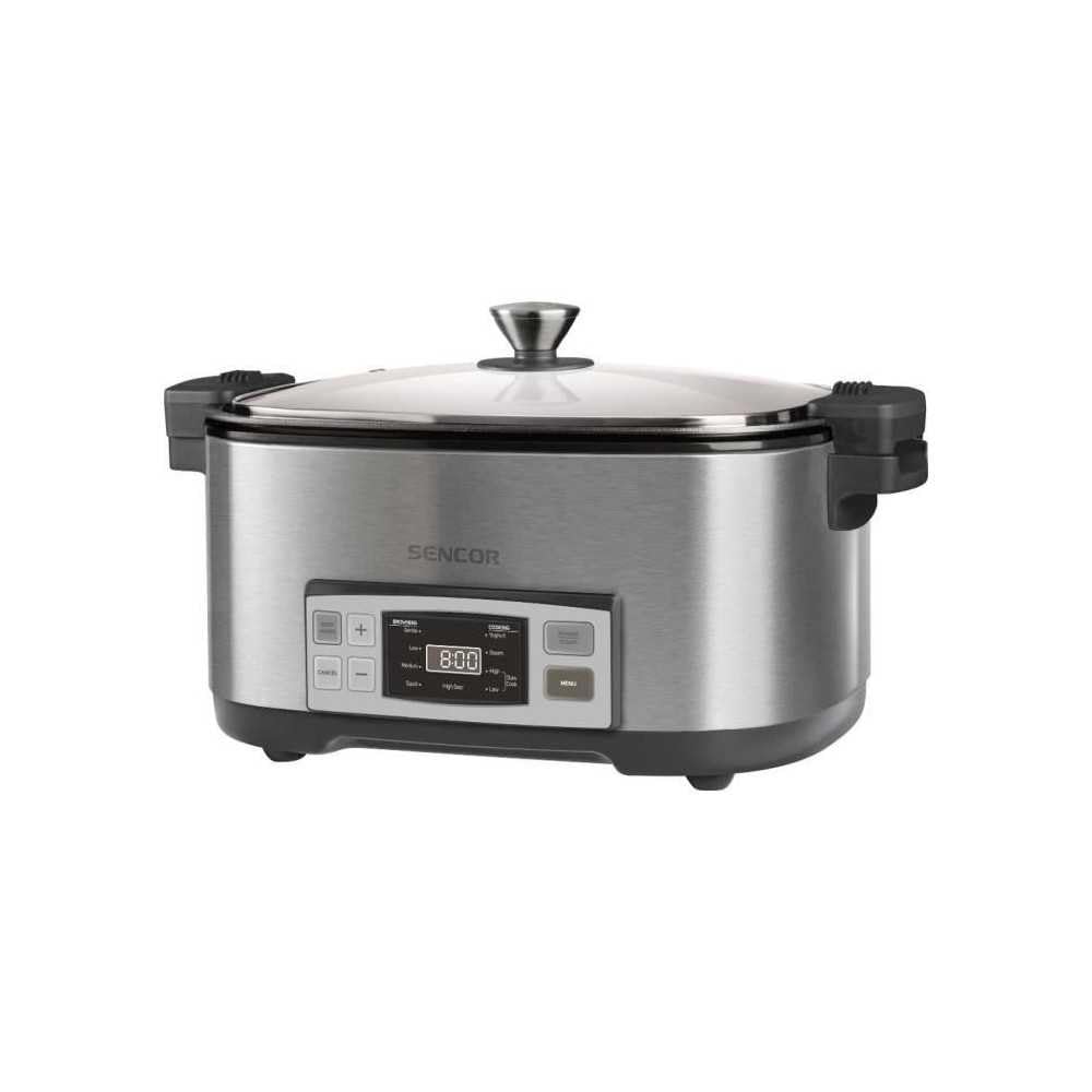 SENCOR SPR 5500SS Slowcooker, 1350 Watt, Kochbehälter, 4 einstellbare Kochfunktionen, Edelstahl