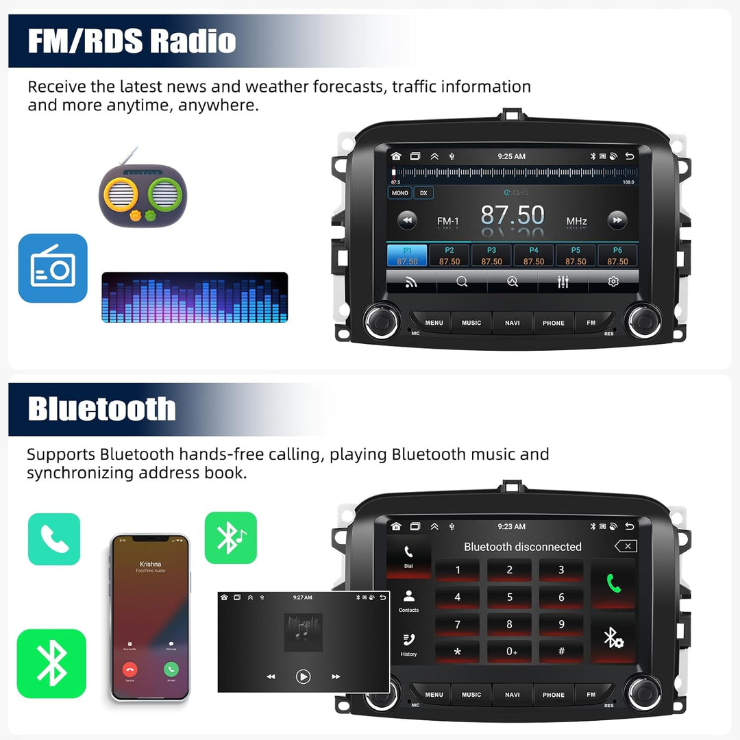 2G+64G CAMECHO Android 13 Autoradio für FIAT 500L 2013-2018 mit Navi Wireless Carplay Android Auto,7