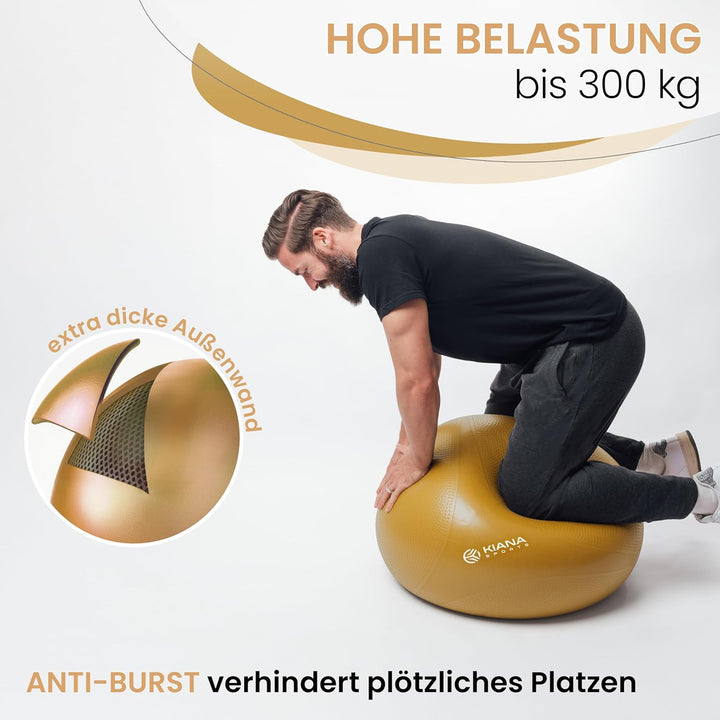 KIANA SPORTS® Gymnastikball &amp; Sitzball - 4 Grössen - Deutsche Entwicklung - Rutschfester Yoga Ball m