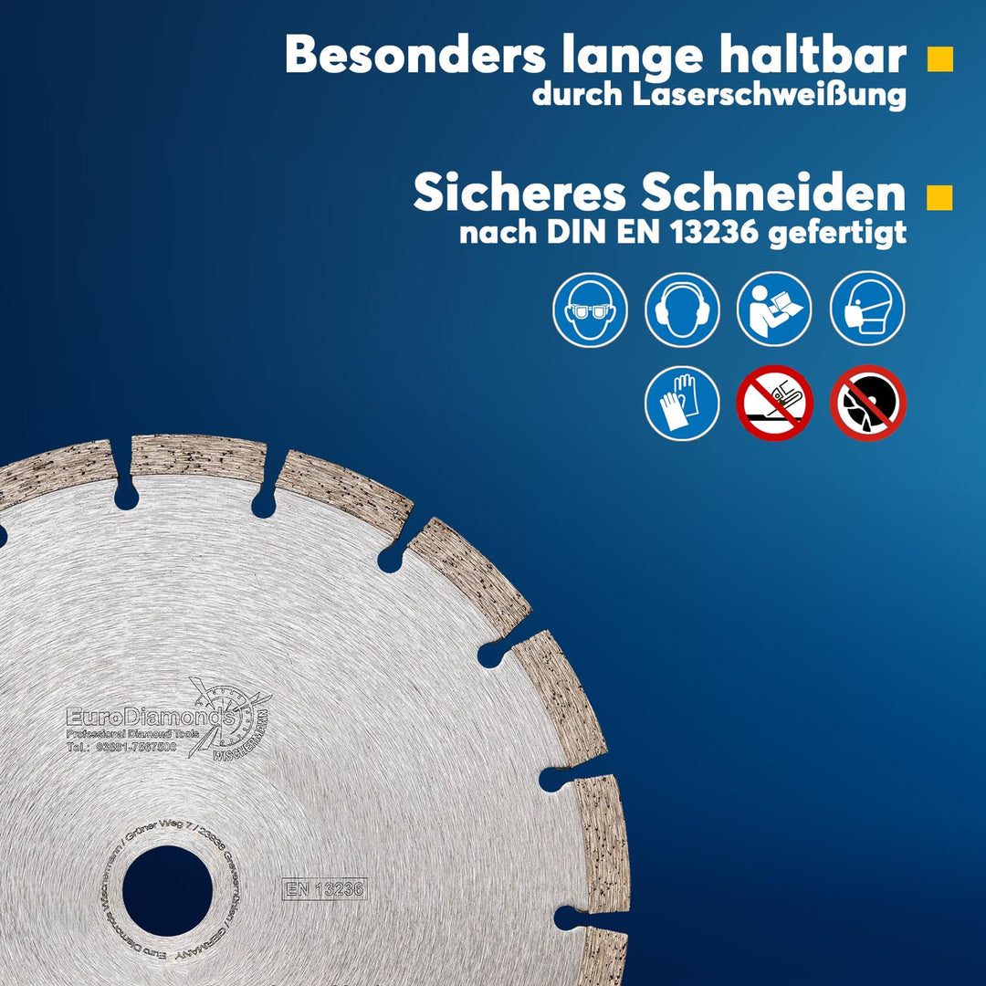 2x EDW Profi Diamanttrennscheibe 230 x 22,23 x 10 mm Standard Universal - lasergeschweisste Diamant