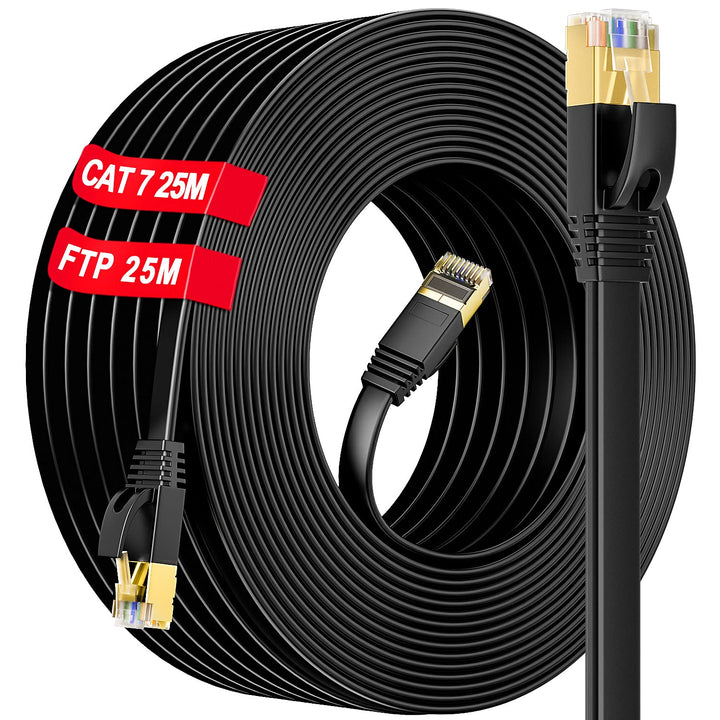 Cat 7 25m LAN Kabel aussen, Ethernet Kabel dünn- Netzwerkkabel Gigabit 10000 MbitS- Patchkabel- Cat.