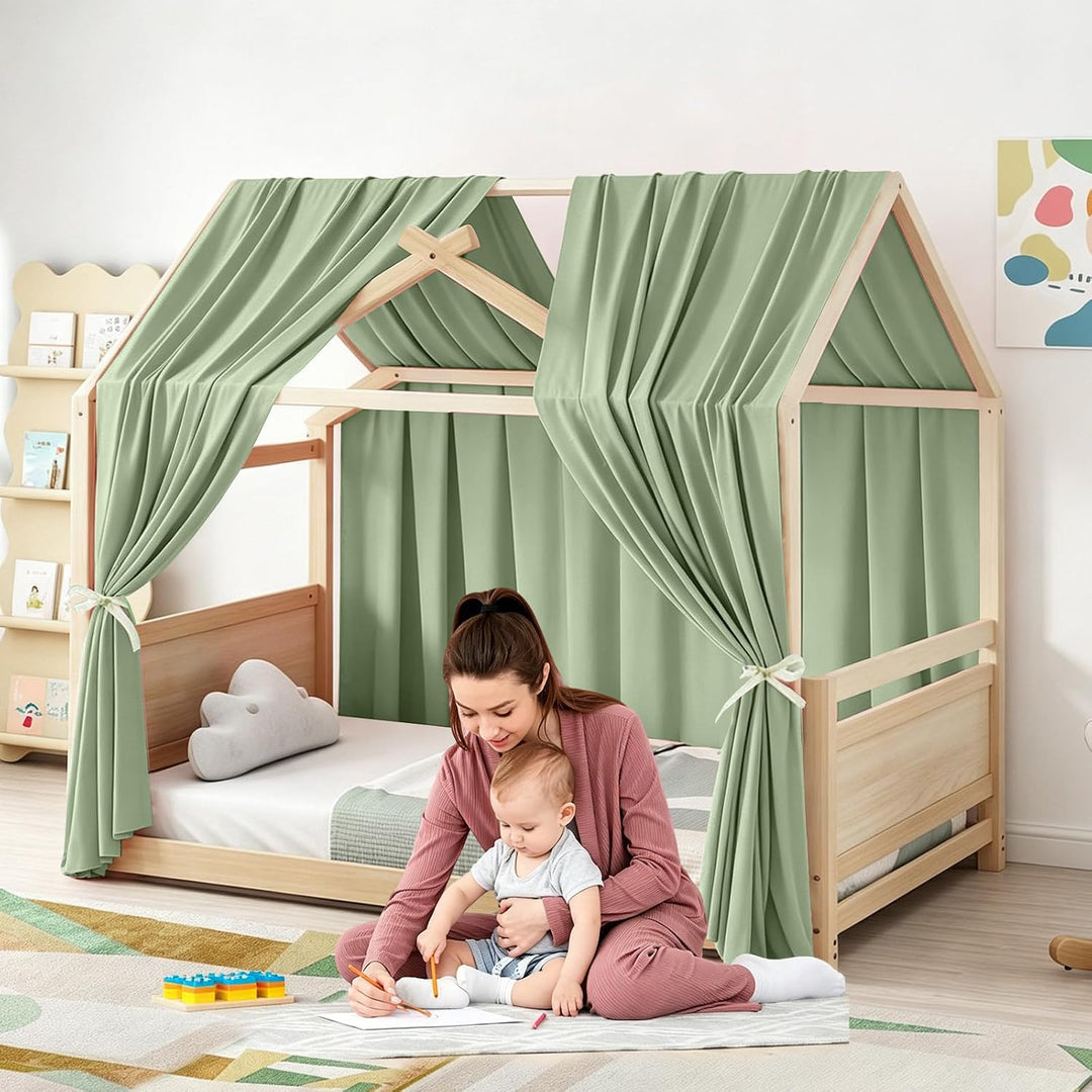 MeYuxg Hausbett Himmel Set, 2 Stück Betthimmel Hausbett Musselin, Kinderbett Baldachin Stoffhimmel f