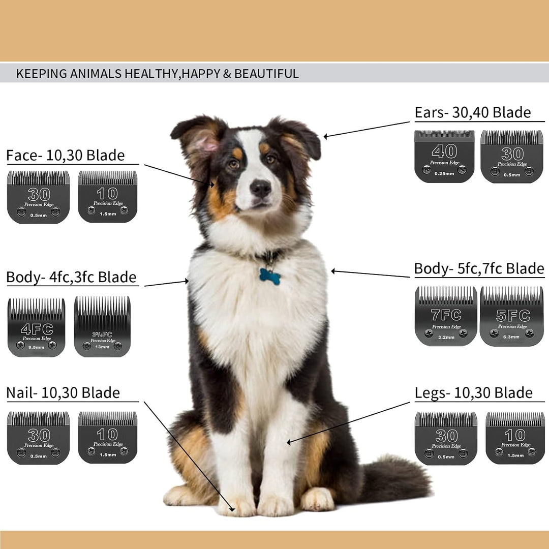 10/7FC/5FC/4FC Edelstahl Hundeschermaschinenklingen,kompatibel mit Heiniger/Andis/Oster A5/Wahl KM10