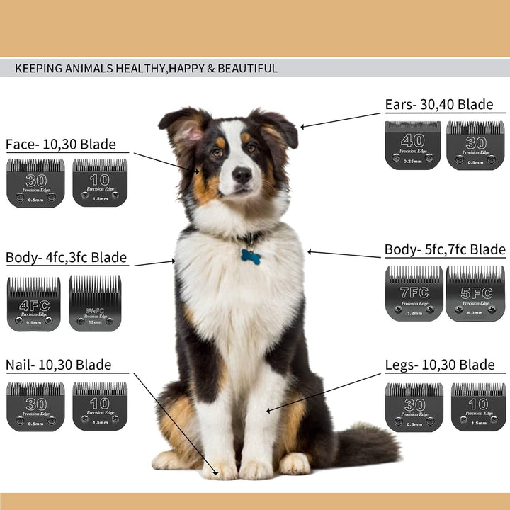 10/7FC/5FC/4FC Edelstahl Hundeschermaschinenklingen,kompatibel mit Heiniger/Andis/Oster A5/Wahl KM10