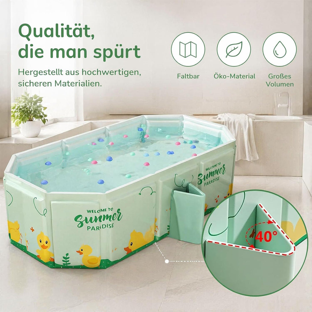 Grosse Faltbare Badewanne für Kinder - Tragbare Badewanne Kleinkindbadewanne mit doppelten Aussagen