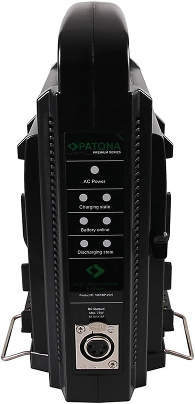 PATONA Premium V-Mount 4 Kanal smart Ladegerät (3A) mit 4-Pin XLR DC Kabel V-Mount 4 Kanal Lader, V-