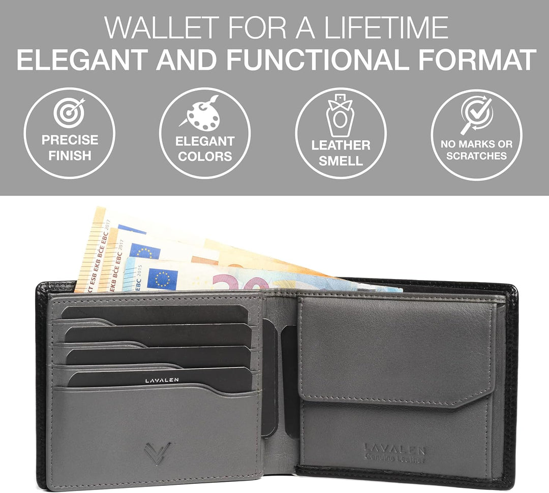 Lavalen® Geldbörse Herren Leder - Portmonee Herren Gross - Portemonnaie Herren Leder Handgemachte -