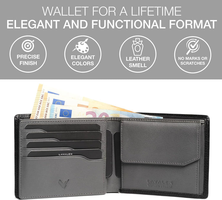 Lavalen® Geldbörse Herren Leder - Portmonee Herren Gross - Portemonnaie Herren Leder Handgemachte -