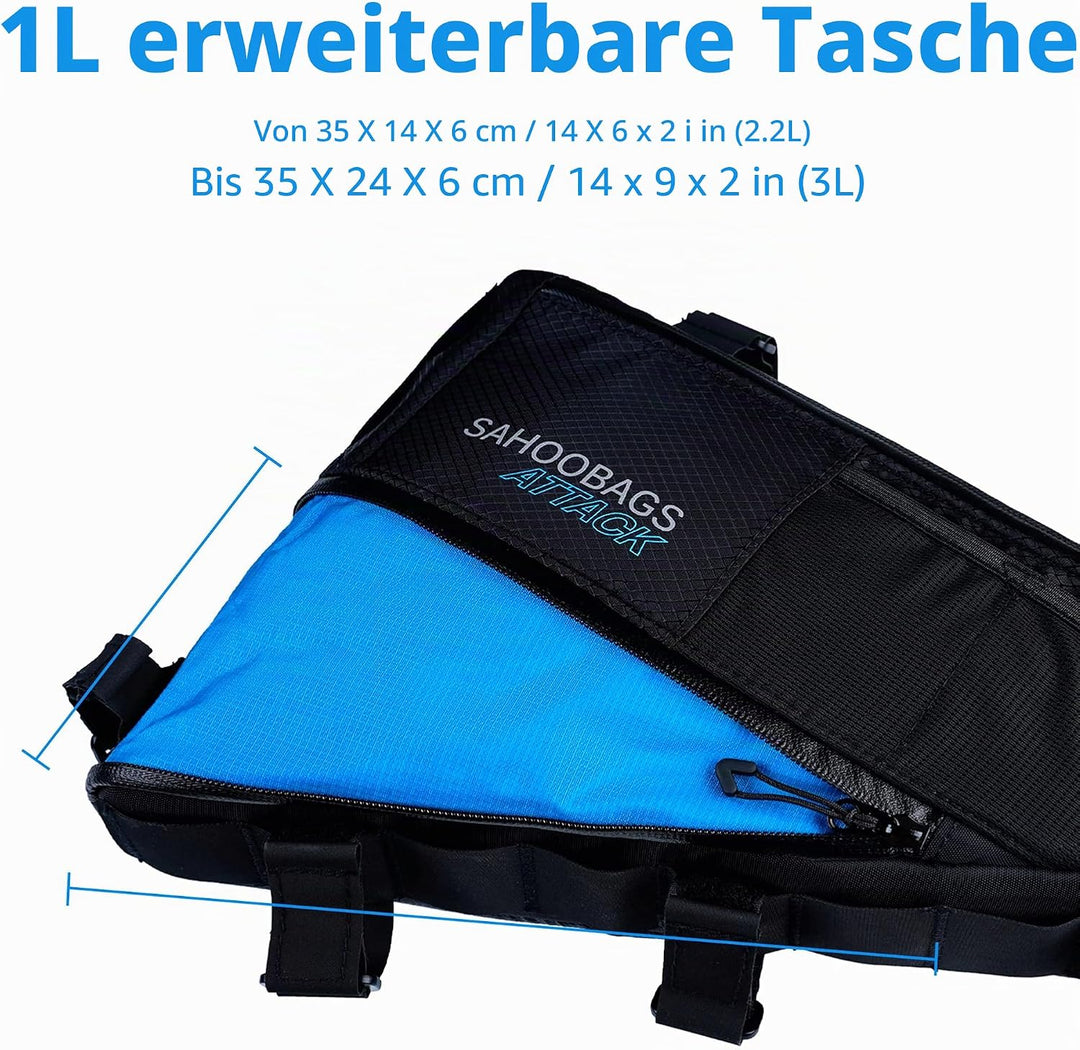 Tofern Rahmentasche für Fahrrad Bike Tasche Oberrohrtasche Lang Werkzeugtasche Wasserdicht Erweiterb