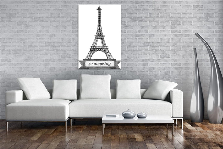 erstaunliche Architektur aus Paris - der Eifelturm Format: 80x60 als Leinwand, Effekt: Schwarz&amp;Weiss